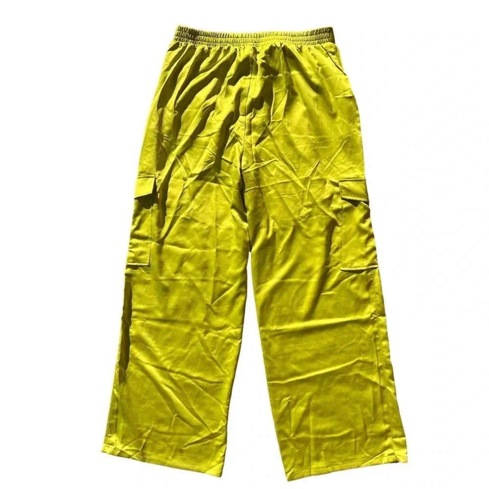 Haute Monde NWT Lime Green Wide Leg Cargo Pants Women’s Size Large - Picture 5 of 9